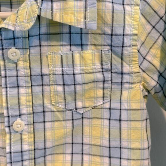 Gymboree Blue/Yellow Plaid Button Down Dress Shirt 12-18 Month - Picture 4 of 8